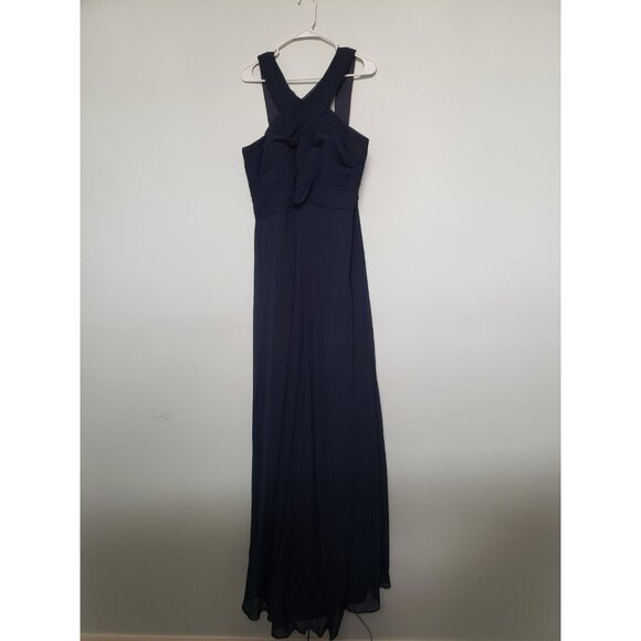 Azazie Dresses & Skirts - Azazie Womens Sz C 10 Dress Formal Prom Dark Blue Sleeveless Maxi Flowy Back Zip